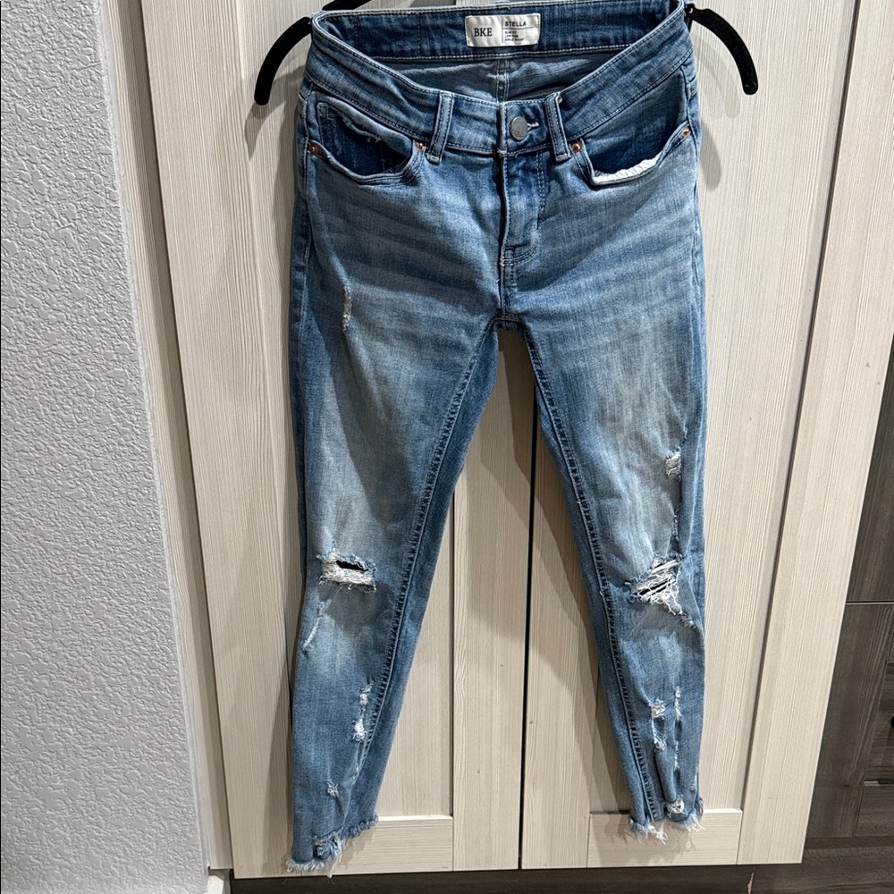 BKE Light Blue Distressed Skinny Jeans